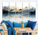 Watercolor Abstract Mountain Lake Wall Art Canvas Print