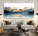 Watercolor Abstract Mountain Lake Wall Art Canvas Print