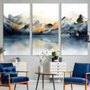 Watercolor Abstract Mountain Lake Wall Art Canvas Print