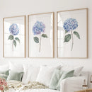 Light Blue Hydrangea Flower Wall Art Poster Set by Wall Art Set