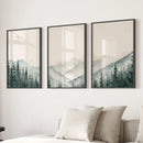 Set of 3 Mountain Forrest Decor Prints Wall Art by Wall Art Set