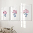 Blue Chinoiserie Watercolor Roses Art Print Set by Wall Art Set