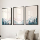 Forest and Mountain Landscape Painting Posters by Wall Art Set
