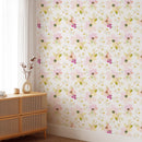 Watercolor Gentle Pink Flowers Pattern Large Scale Wallpaper