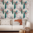Graceful Peacock Pattern Wallpaper Peel and Stick