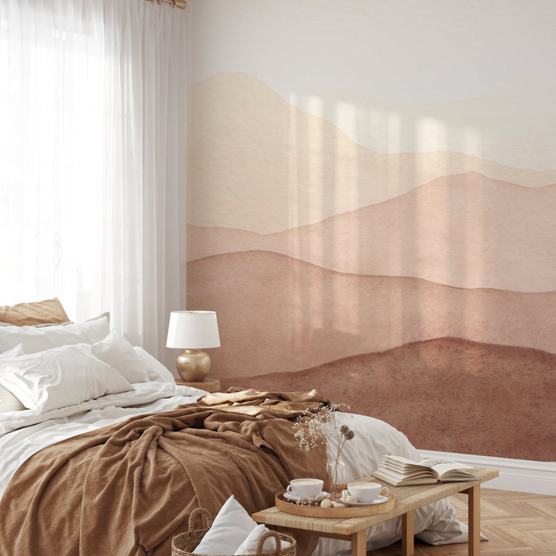Serene Mountain Landscape Watercolor Wallpaper Mural