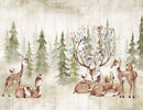 Woodland Deer and Forest Wallpaper - Peel and Stick Kids Wall Mural