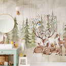 Woodland Deer and Forest Wallpaper - Peel and Stick Kids Wall Mural