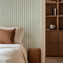 Serene Farmhouse Stripe Wallpaper - Calming Green Vertical Design