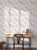Pink Poppy Snowdrop Flowers Wallpaper Peel and Stick