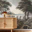 Grand Tropical Grisaille Waterfall Scenic Wall Mural