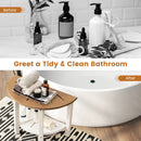 Waterproof HDPE Shower Bench with Semicircular Seat and Storage Shelf-Brown by LJGDeals