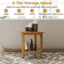 18 Inches Waterproof Shower Stool with Storage Shelf by LJGDeals