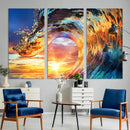Wave Canvas Wall Art – Multi-Panel Sunset Ocean Scene – Bold
