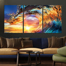 Wave Canvas Wall Art – Multi-Panel Sunset Ocean Scene – Bold