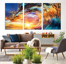 Wave Canvas Wall Art – Multi-Panel Sunset Ocean Scene – Bold
