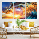 Wave Canvas Wall Art – Multi-Panel Sunset Ocean Scene – Bold