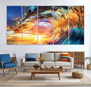 Wave Canvas Wall Art – Multi-Panel Sunset Ocean Scene – Bold
