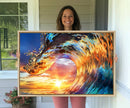 Wave Canvas Wall Art – Multi-Panel Sunset Ocean Scene – Bold