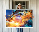 Wave Canvas Wall Art – Multi-Panel Sunset Ocean Scene – Bold