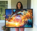Wave Canvas Wall Art – Multi-Panel Sunset Ocean Scene – Bold