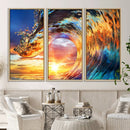 Wave Canvas Wall Art – Multi-Panel Sunset Ocean Scene – Bold