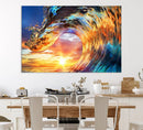 Wave Canvas Wall Art – Multi-Panel Sunset Ocean Scene – Bold
