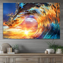 Wave Canvas Wall Art – Multi-Panel Sunset Ocean Scene – Bold