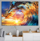 Wave Canvas Wall Art – Multi-Panel Sunset Ocean Scene – Bold