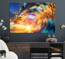 Wave Canvas Wall Art – Multi-Panel Sunset Ocean Scene – Bold