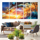 Wave Canvas Wall Art – Multi-Panel Sunset Ocean Scene – Bold
