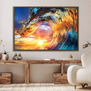 Wave Canvas Wall Art – Multi-Panel Sunset Ocean Scene – Bold