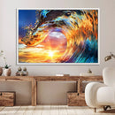 Wave Canvas Wall Art – Multi-Panel Sunset Ocean Scene – Bold