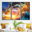 Wave Canvas Wall Art – Multi-Panel Sunset Ocean Scene – Bold