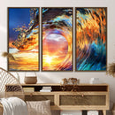 Wave Canvas Wall Art – Multi-Panel Sunset Ocean Scene – Bold