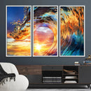 Wave Canvas Wall Art – Multi-Panel Sunset Ocean Scene – Bold