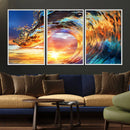 Wave Canvas Wall Art – Multi-Panel Sunset Ocean Scene – Bold