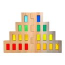 50 Pcs Rainbow Crystal Clear Translucent Rectangular Lucite Building Blocks Set with Storage Tray