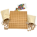 **Pre-order (Ships in 2-3 Weeks)**Hundred Frame Coin Pockets Set with Counting and Alphabet Coins