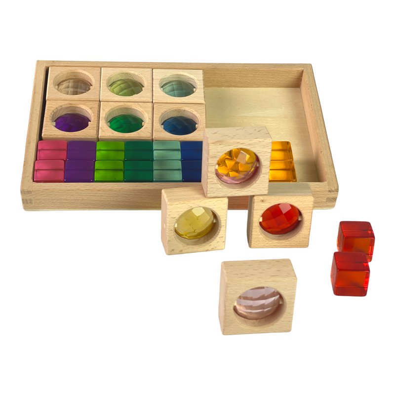 30-Piece Gemmed Translucent Window Blocks & Lucite Cubes Set with Storage Tray, photo 3 of 6