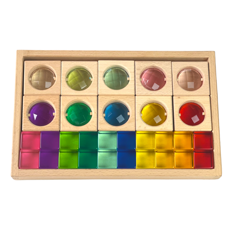 30-Piece Gemmed Translucent Window Blocks & Lucite Cubes Set with Storage Tray, photo 2 of 6