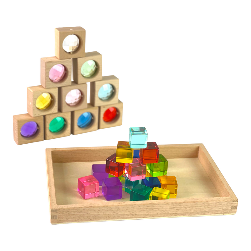 30-Piece Gemmed Translucent Window Blocks & Lucite Cubes Set with Storage Tray, photo 4 of 6