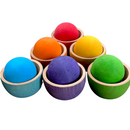 **Pre-order (Ships in 1-2 Weeks)**6-Piece Rainbow Wooden Bowls & Balls Set – Matching, Sorting & Open-Ended Play