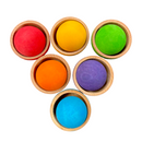 **Pre-order (Ships in 1-2 Weeks)**6-Piece Rainbow Wooden Bowls & Balls Set – Matching, Sorting & Open-Ended Play