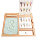 Wooden 3-Part Educational Activity & Sand Tray with Card Slot and Wooden Pe