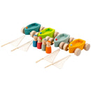 **Pre-order (Ships in 1-2 Weeks)**4 Pcs STAINED Wooden Land Yachts Set with 4 Peg Dolls