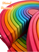 12-Piece Large Wooden Rainbow Stacking Blocks – Primary Colors | Pine or Linden Wood Options