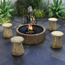 2-in-1 Rock End Table with Wood Grain for Living Room by LJGDeals