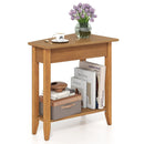 2-Tier Wedge Narrow End Table with Storage Shelf and Solid Wood Legs by LJGDeals