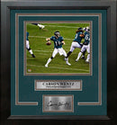 Carson Wentz in Action Philadelphia Eagles 8" x 10" Framed Football Photo with Engraved Autograph by Dynasty Sports & Framing